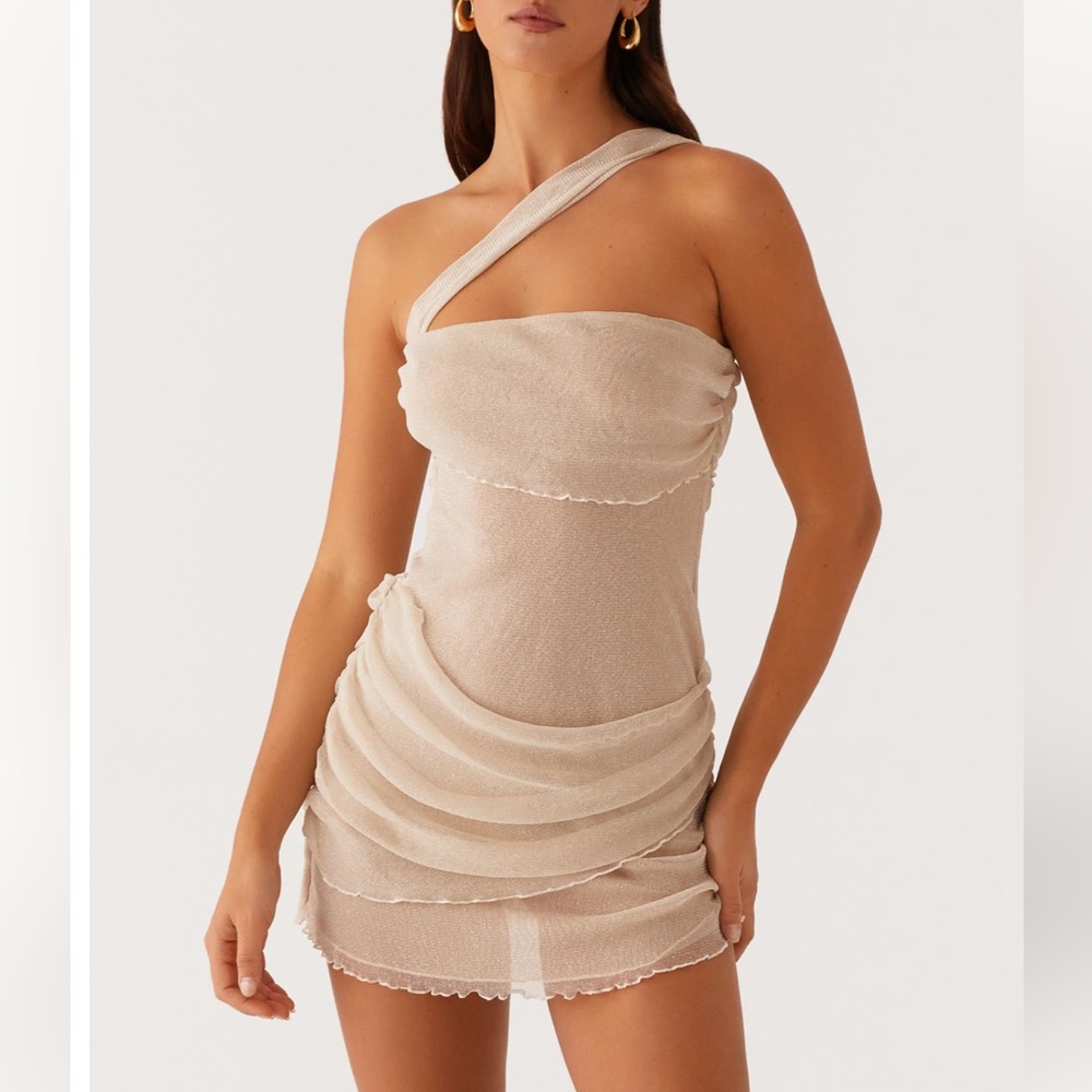 Peppermayo Misty Mesh Mini Dress - Ivory Size 4